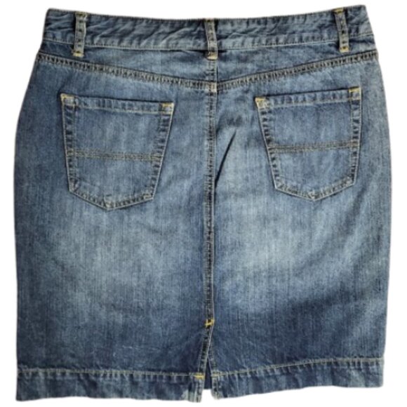 MERONA Upcycled Sequined Star Patch Denim Jean Skirt - Women's 8 - Picture 2 of 4